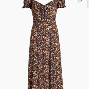 Reformation Shyla Morel Brown Floral Midi Dress size 8